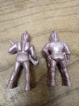 Vtg Marx Toys 2 Piece Spaceman Lot Ajax Archer Hard Plastic Silver Figure 1950s