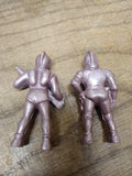 Vtg Marx Toys 2 Piece Spaceman Lot Ajax Archer Hard Plastic Silver Figure 1950s
