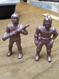 Vtg Marx Toys 2 Piece Spaceman Lot Ajax Archer Hard Plastic Silver Figure 1950s