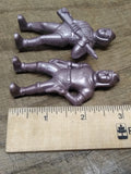 Vtg Marx Toys 2 Piece Spaceman Lot Ajax Archer Hard Plastic Silver Figure 1950s
