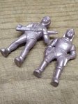Vtg Marx Toys 2 Piece Spaceman Lot Ajax Archer Hard Plastic Silver Figure 1950s