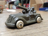 Vtg Barclay Slush Mold Metal Green Military Tank White Rubber Tires Made in USA!