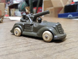 Vtg Barclay Slush Mold Metal Green Military Tank White Rubber Tires Made in USA!