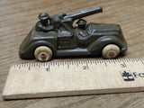 Vtg Barclay Slush Mold Metal Green Military Tank White Rubber Tires Made in USA!