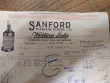 Vtg 1926 Antique Receipt Bill Sanford Mfg Co Chicago for Writing Ink and Fluid