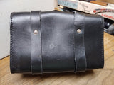 Vtg Hard Leather Motorcycle Handlebar Fork Tool Bag Concho Biker Gear 10" x 7"