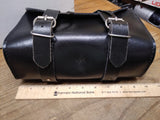 Vtg Hard Leather Motorcycle Handlebar Fork Tool Bag Concho Biker Gear 10" x 7"