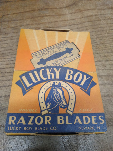 Vtg NOS Lucky Boy Double Edge Razor Blades 20 5 Blade Packs Full Display Box