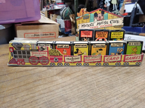 Vtg Disneyland Express Disney Fantasyland Card Games Mickey Mouse Display 1950's
