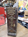 Vtg Antique Shelf Mantle Clock Wooden Case Tramp Art Brass Fancy Decor Primitive