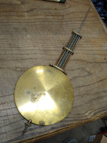 Vtg Antique Brass Tall Case Grandfather Clock Adjustable Pendulum Bob 6" Dia.