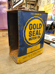 Vtg 2 Gallon Quaker State Oil Refining Co Gold Seal Motor Oil Can Oil City Pa.