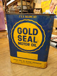 Vtg 2 Gallon Quaker State Oil Refining Co Gold Seal Motor Oil Can Oil City Pa.