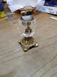 Vtg Gold Tone Metal and Faceted Glass Table Top Cigarette Lighter 5.5" x 2.5"