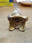 Vtg Gold Tone Metal and Faceted Glass Table Top Cigarette Lighter 5.5" x 2.5"
