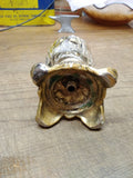 Vtg Gold Tone Metal and Faceted Glass Table Top Cigarette Lighter 5.5" x 2.5"