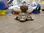 Vtg Gold Tone Metal and Faceted Glass Table Top Cigarette Lighter 5.5" x 2.5"