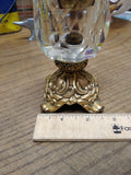 Vtg Gold Tone Metal and Faceted Glass Table Top Cigarette Lighter 5.5" x 2.5"