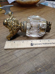 Vtg Gold Tone Metal and Faceted Glass Table Top Cigarette Lighter 5.5" x 2.5"