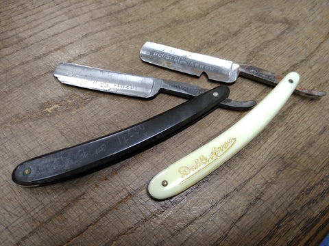 Vtg 2 Piece Straight Razor Parts and Repair Lot Burnell Crown Double Arrow