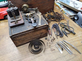 Vtg 1895 Antique Lyman, Ashcroft B&O RR Telegraph Key Sounder Parts Dovetail Box