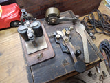Vtg 1895 Antique Lyman, Ashcroft B&O RR Telegraph Key Sounder Parts Dovetail Box