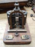 Vtg 1895 Antique Lyman, Ashcroft B&O RR Telegraph Key Sounder Parts Dovetail Box