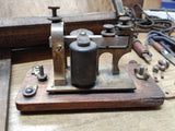 Vtg 1895 Antique Lyman, Ashcroft B&O RR Telegraph Key Sounder Parts Dovetail Box