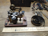 Vtg 1895 Antique Lyman, Ashcroft B&O RR Telegraph Key Sounder Parts Dovetail Box