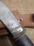 Vtg Marbles Gladstone Fixed Blade Knife Leather Handle Sheath Pat'd 1916 USA