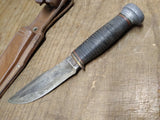Vtg Marbles Gladstone Fixed Blade Knife Leather Handle Sheath Pat'd 1916 USA