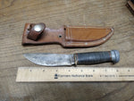 Vtg Marbles Gladstone Fixed Blade Knife Leather Handle Sheath Pat'd 1916 USA