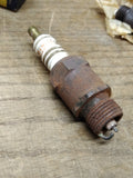 Vtg 2 Piece Spark Plug Lot and Box Firestone Champion Para Spark Double Duty Box