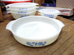 Vtg 6 Pc Lot Anchor Hocking Fire King Milk Glass Blue Cornflower 9" 3x1Qt 2x12Oz