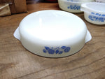 Vtg 6 Pc Lot Anchor Hocking Fire King Milk Glass Blue Cornflower 9" 3x1Qt 2x12Oz