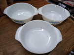 Vtg 6 Pc Lot Anchor Hocking Fire King Milk Glass Blue Cornflower 9" 3x1Qt 2x12Oz