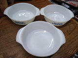 Vtg 6 Pc Lot Anchor Hocking Fire King Milk Glass Blue Cornflower 9" 3x1Qt 2x12Oz