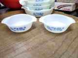 Vtg 6 Pc Lot Anchor Hocking Fire King Milk Glass Blue Cornflower 9" 3x1Qt 2x12Oz