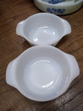 Vtg 6 Pc Lot Anchor Hocking Fire King Milk Glass Blue Cornflower 9" 3x1Qt 2x12Oz