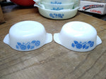 Vtg 6 Pc Lot Anchor Hocking Fire King Milk Glass Blue Cornflower 9" 3x1Qt 2x12Oz