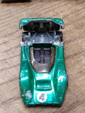 Vtg Hot Wheels REDLINE 1968 Green McLaren M6A Mattel USA With Button