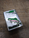 Vtg Unfired 1998 Zippo Limited Edition Fly Fisherman Trout Cigarette Lighter