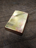 Vtg 2003 Zippo Brushed Gold Plated Brass Cigarette Lighter in Good Shape!