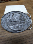 Vtg 1991 Siskiyou Buckle Co UTAH Eagle Stream Mountain Scene Oval Belt Buckle US