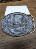 Vtg 1991 Siskiyou Buckle Co UTAH Eagle Stream Mountain Scene Oval Belt Buckle US