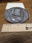 Vtg 1991 Siskiyou Buckle Co UTAH Eagle Stream Mountain Scene Oval Belt Buckle US