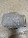 Vtg Men's Brass Elk Scenic Mountains Hunting Belt Buckle