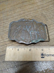 Vtg Men's Brass Elk Scenic Mountains Hunting Belt Buckle