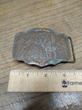 Vtg Men's Brass Elk Scenic Mountains Hunting Belt Buckle