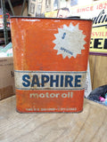 Vtg Saphire 2 US Gallons Non Detergent Motor Oil Can Gulf Oil Corporation Texas